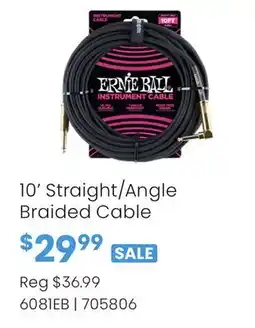 Long & McQuade 10' Straight/Angle Braided Cable offer
