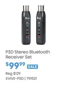 Long & McQuade P3D STEREO BLUETOOTH RECEIVER SET offer