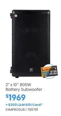 Long & McQuade 2 x 10 800W Battery Subwoofer offer