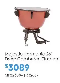 Long & McQuade Majestic Harmonic 26 Deep Cambered Timpani offer