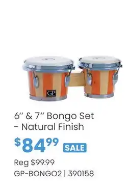 Long & McQuade 6 & 7 Bongo Set - Natural Finish offer