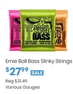 Long & McQuade Ernie Ball Bass Slinky Strings offer