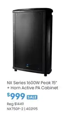 Long & McQuade NX Series 1600W Peak 15 + Horn Active PA Cabinet offer