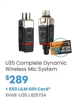 Long & McQuade U35 Complete Dynamic Wireless Mic System offer