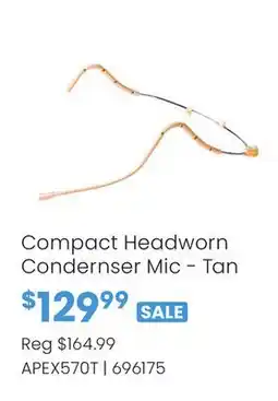Long & McQuade Compact Headworn Condenser Mic - Tan offer