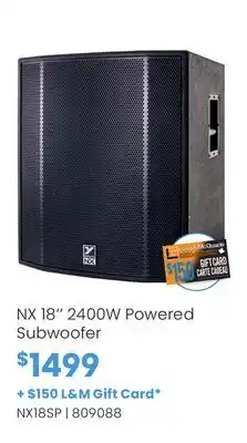 Long & McQuade NX 18 2400W Powered Subwoofer offer