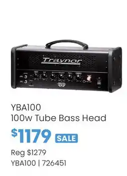 Long & McQuade YBA100 100w Tube Bass Head offer