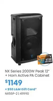 Long & McQuade NX Series 2000W Peak 12 + Horn Active PA Cabinet offer