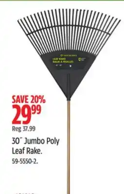 Canadian Tire 30 Jumbo Poly Leaf Rake offer