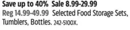 Canadian Tire Selected Food Storage Sets, Tumblers, Bottles offer