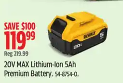 Canadian Tire 20V MAX Lithium-Ion 5Ah Premium Battery offer