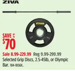 Canadian Tire Selected Grip Discs, 2.5-45lb, or Olympic Bar offer