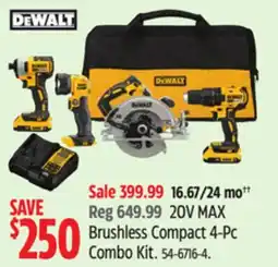 Canadian Tire 20V MAX Brushless Compact 4-Pc Combo Kit offer