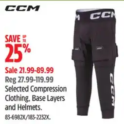 Canadian Tire Selected Compression Clothing, Base Layers and Helmets offer