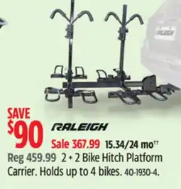 Canadian Tire RALEIGH 2 + 2 Bike Hitch Platform Carrier offer