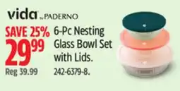 Canadian Tire vida by PADERNO 6-Pc Nesting Glass Bowl Set with Lids offer