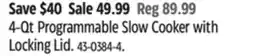 Canadian Tire 4-Qt Programmable Slow Cooker with Locking Lid offer