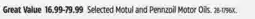 Canadian Tire Selected Motul and Pennzoil Motor Oils offer