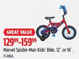 Canadian Tire Marvel Spider-Man Kids' Bike, 12˝ or 16˝ offer