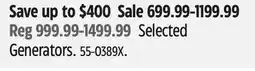Canadian Tire Selected Generators offer