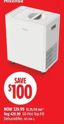 Canadian Tire 50-Pint Top-Fill Dehumidifier offer