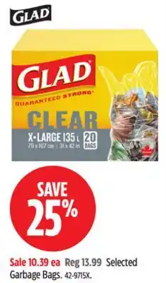 Canadian Tire GLAD Selected Garbage Bags offer