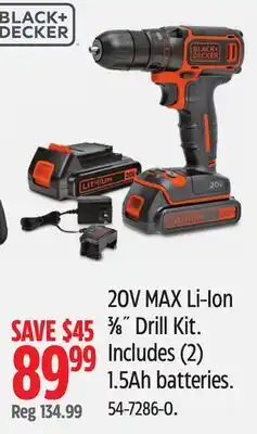 Canadian Tire BLACK+DECKER 20V MAX Li-Ion ³⁄₈ Drill Kit offer