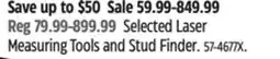 Canadian Tire Selected Laser Measuring Tools and Stud Finder offer