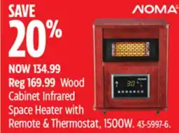 Canadian Tire NOMA WOOD CABINET INFRARED SPACE HEATER WITH REMOTE & THERMOSTAT, 1500W offer