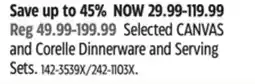 Canadian Tire Selected CANVAS and Corelle Dinnerware and Serving Sets offer