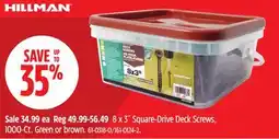 Canadian Tire HILLMAN Square-Drive Deck Screws, 1000-Ct. Green or brown offer