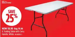 Canadian Tire 6' Folding Table with Carry Handle offer