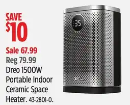 Canadian Tire Dreo 1500W Portable Indoor Ceramic Space Heater offer