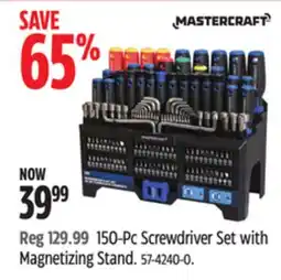 Canadian Tire Mastercraft 150-Pc Screwdriver Set with Magnetizing Stand offer