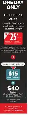 Canadian Tire Spend $200+ pre-tax on almost everything IN-STORE and get $25 Triangle Rewards offer