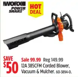Canadian Tire 12A 385CFM Corded Blower, Vacuum & Mulcher offer