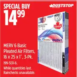 Canadian Tire MERV 6 Basic Pleated Air Filters offer