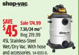Canadian Tire 45L Stainless-Steel Wet/Dry Vac offer