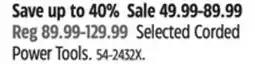Canadian Tire Selected Corded Power Tools offer