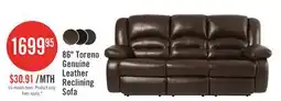 The Brick Toreno 86 Genuine Leather Reclining Sofa - Brown offer