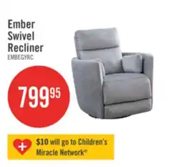 The Brick Ember 36 Fabric Swivel Glider Reclining Chair - Silver Cotton offer