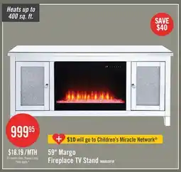 The Brick Margo 59 Glam Electric Fireplace TV Stand with Storage and Cable Management for TVs up to 65- Silver offer