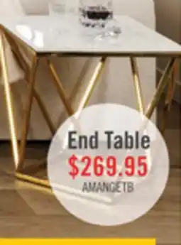 The Brick Amanda 21.5 Modern Square End Table - White Marble Top with Gold Metal Base offer