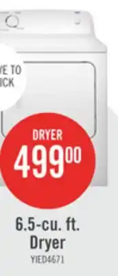 The Brick Inglis 6.5 Cu. Ft. Electric Dryer - White - YIED4671EW offer