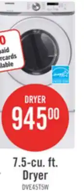 The Brick Samsung 7.5 Cu. Ft. Electric Dryer - White - Stackable - DVE45T6005W/AC offer