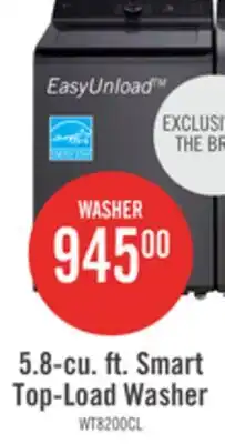 The Brick LG 5.8 Cu. Ft. Smart Top-Load Washer with EasyUnload and AI Sensing - Platinum Black - WT8200CL offer
