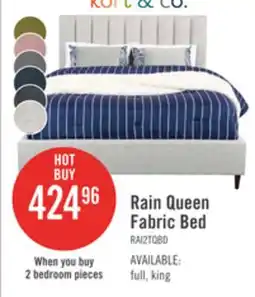 The Brick Kort & Co. Rain Upholstered Platform Bed in Light Grey Fabric, Tufted - Queen Size offer