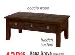 The Brick Konagrove 48 Rustic Coffee Table with Storage and Casters - Dark Brown Wood offer