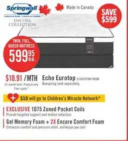 The Brick Springwall Encore Echo Eurotop Firm Twin Mattress offer