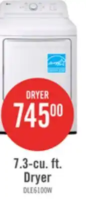 The Brick LG 7.3 Cu. Ft. Electric Dryer - White - DLE6100W offer